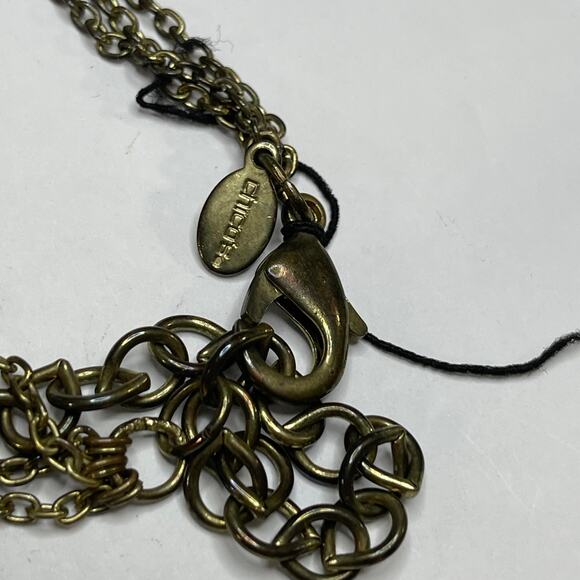 Chico's necklace signed costume jewelry burnished gold tone with gray multi stra - Picture 5 of 14